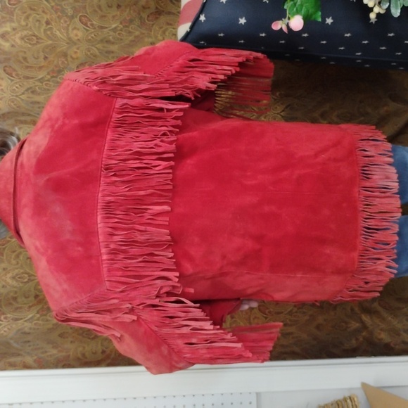 Vintage Vacco Red Suede Tasseled Jacket - Picture 9 of 10